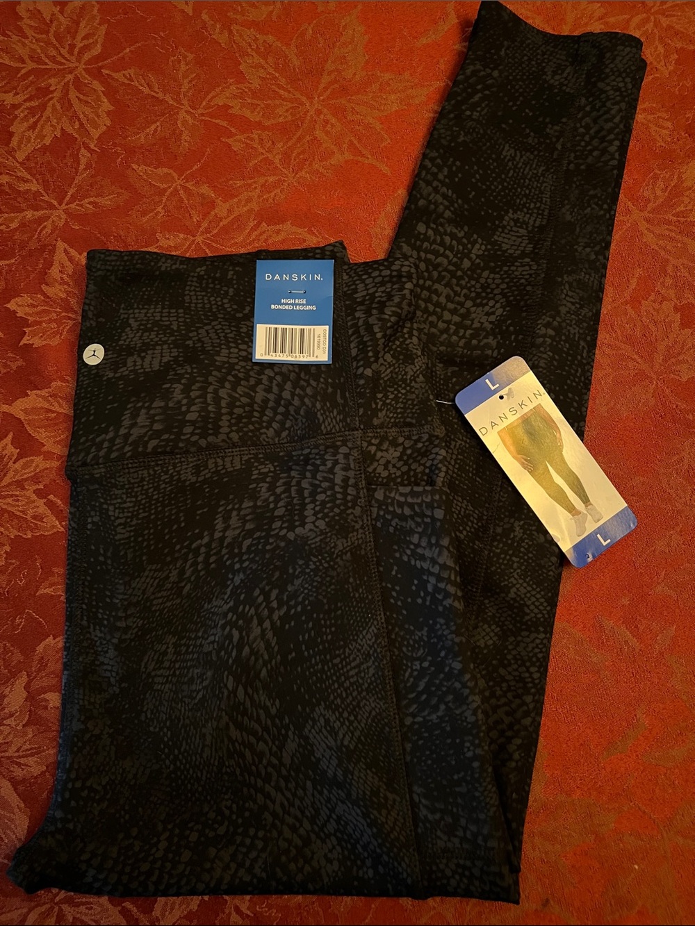 Danskin High Rise Snakeskin Print Leggings Large NWT